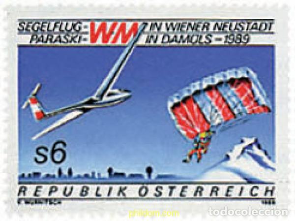 Sellos: 69212 MNH AUSTRIA 1989 CAMPEONATOS DEL MUNDO DE VUELO A VELA Y PARACAIDISMO