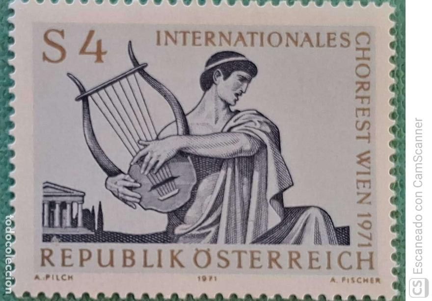 Sellos: Austria. 1194 Festival international de las corales, en Viena. 1971. Sellos nuevos y numeraci&oacute;n Yver