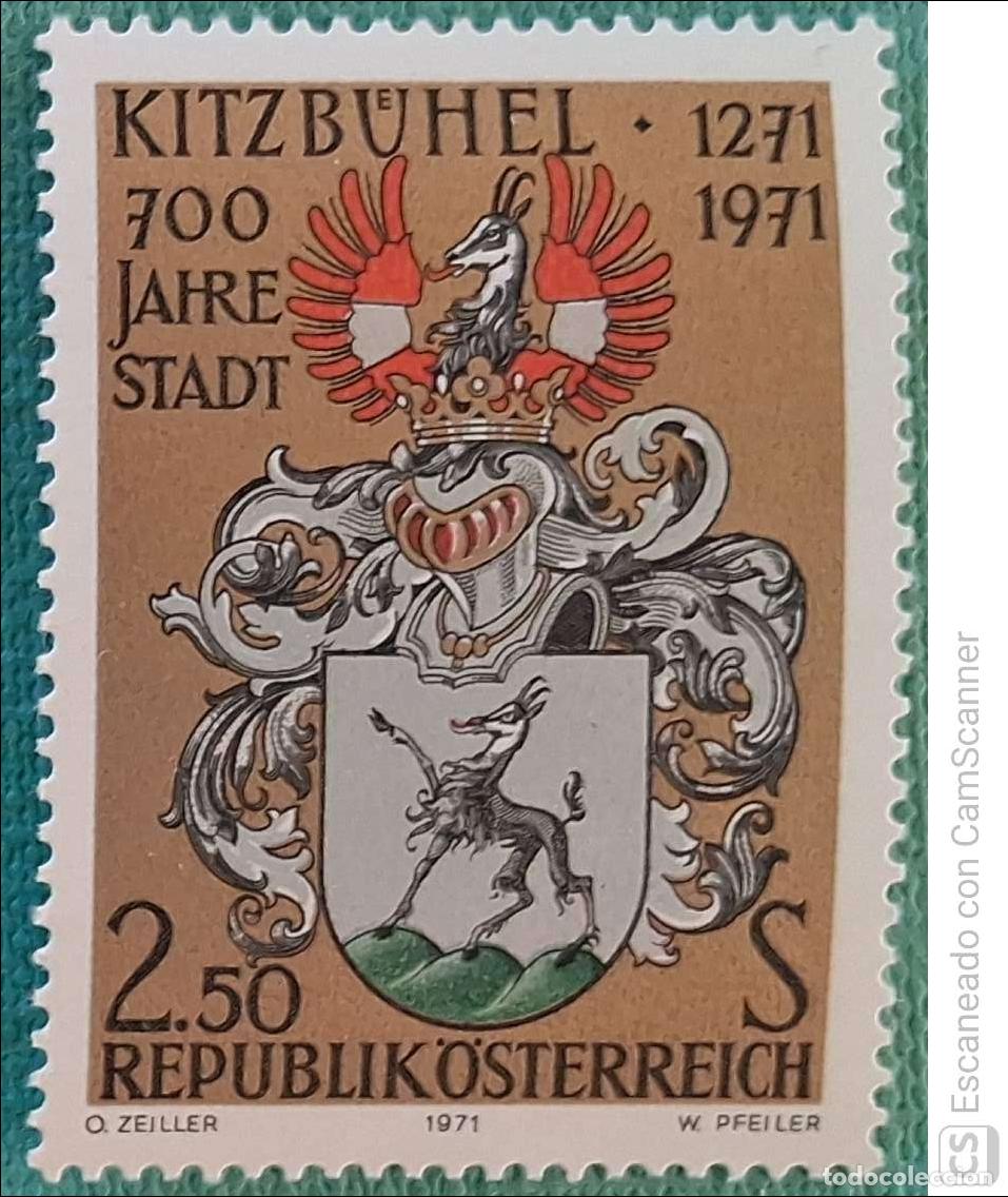 Sellos: Austria. 1195 Centenario de la ciudad de Kitzb&uuml;hel. 1971. Sellos nuevos y numeraci&oacute;n Yvert