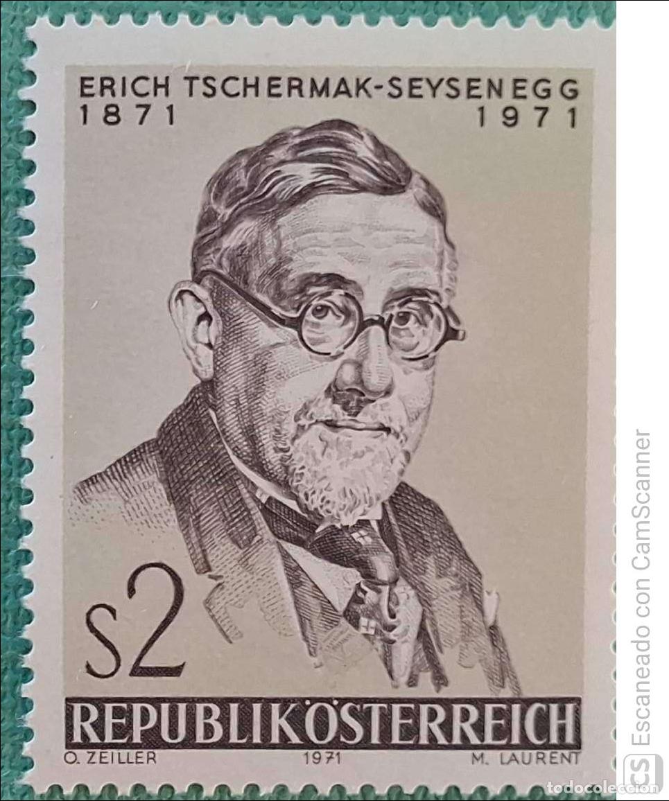 Sellos: Austria. 1206 Erudito ErichTschermak Seysenegg. 1971. Sellos nuevos y numeraci&oacute;n Yvert.