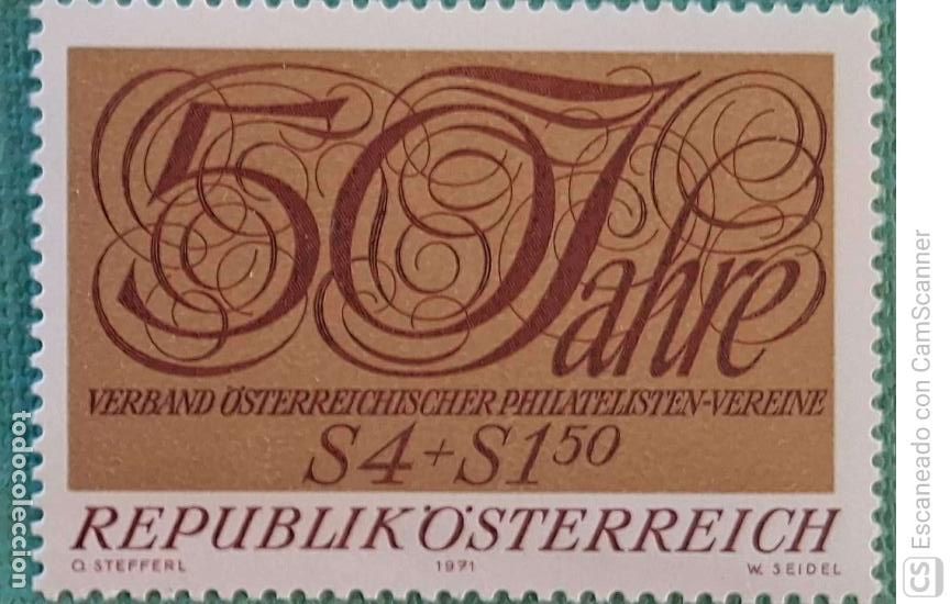 Sellos: Austria. 1209 Aniversario de la Federaci&oacute;n de las sociedades filat&eacute;licas austriacas. 1971. Sellos nu