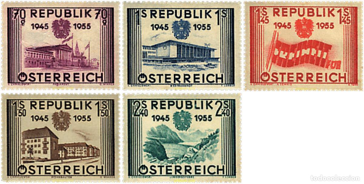 Sellos: 639741 HINGED AUSTRIA 1955 10 ANIVERSARIO DE LA SEGUNDA REPUBLICA
