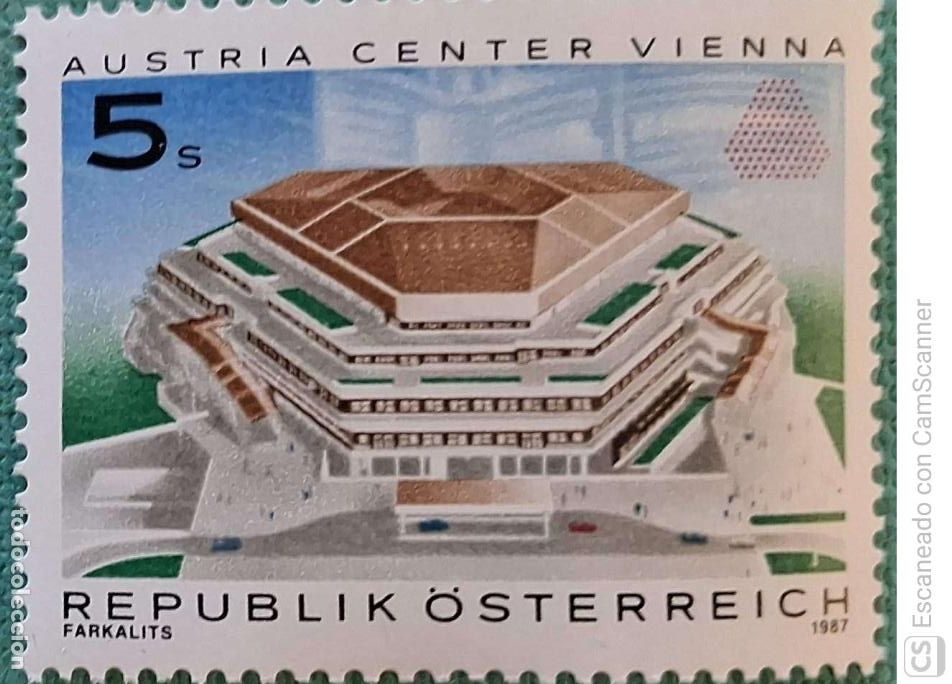 Sellos: Austria. 1708 Centro de Congresos de Viena. 1987. Sellos nuevos y numeraci&oacute;n Yvert.