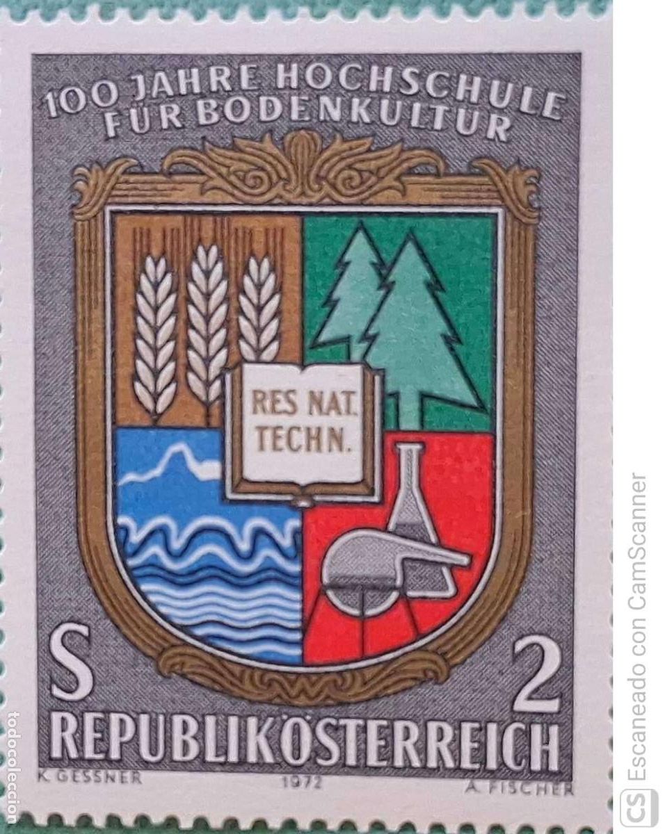 Sellos: Austria. 1230 Centenario de la Escuela de agricultura. 1972. Sellos nuevos y numeraci&oacute;n Yvert.