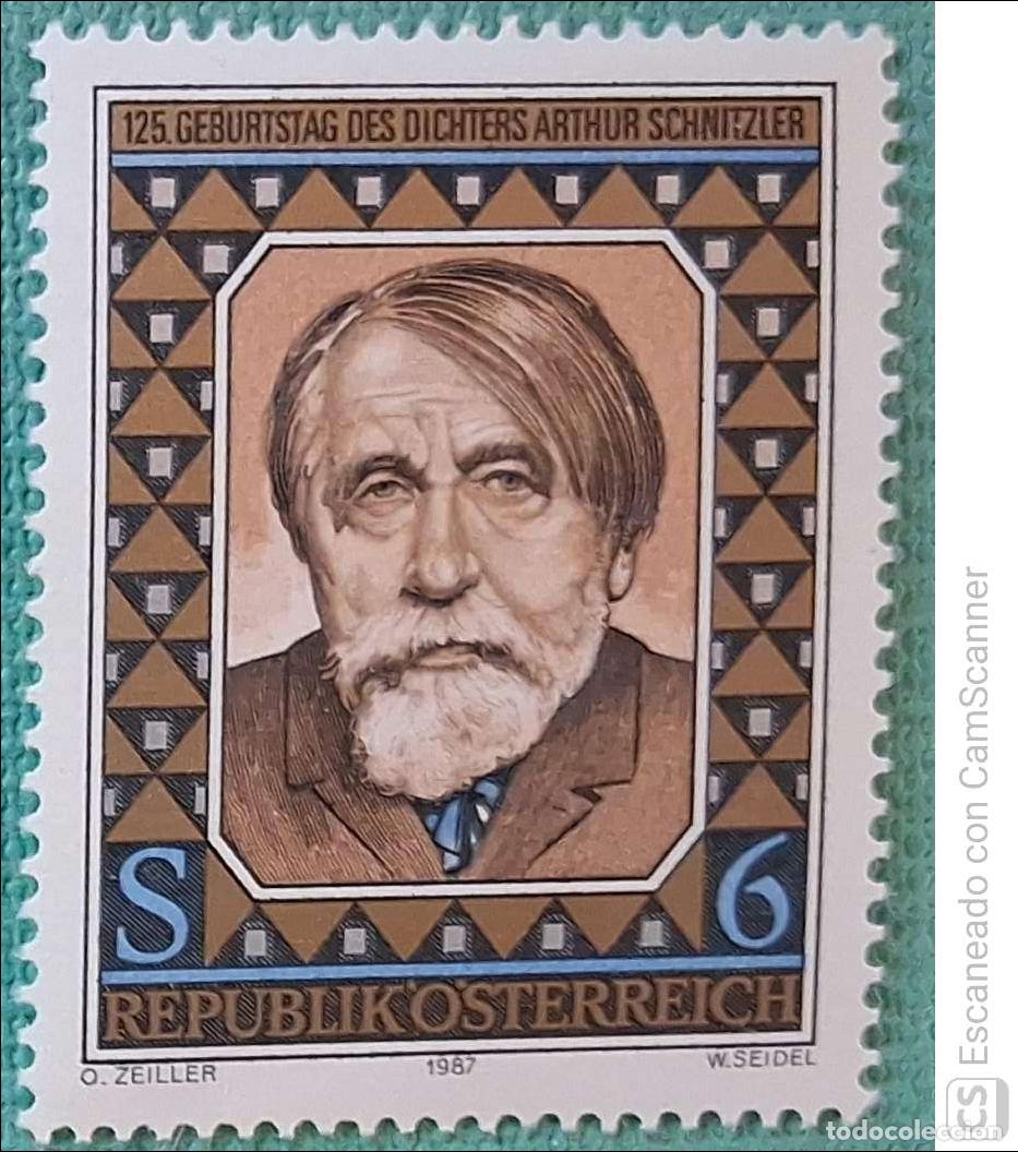 Sellos: Austria. 1712 Escritor Arthur Schnitztler. 1987. Sellos nuevos y numeraci&oacute;n Yvert.