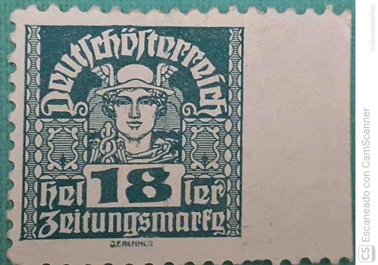 Sellos: Austria (Journaux). 45 Valor de 18 h. 1920/21. Sellos nuevos con charnela y numeraci&oacute;n Yvert.