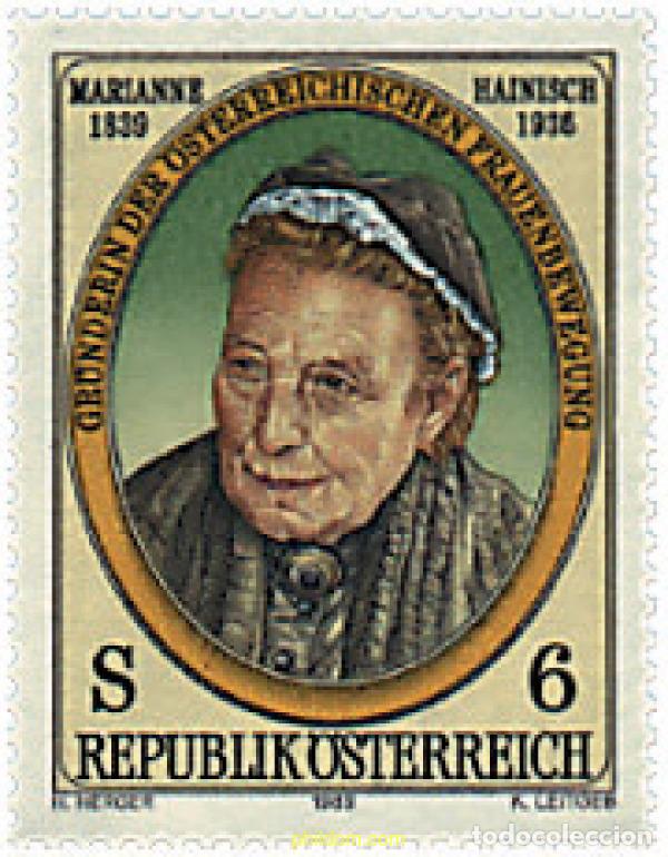 Sellos: 120997 MNH AUSTRIA 1989 150 ANIVERSARIO DEL NACIMIENTO DE MARIANNE HAINISCH