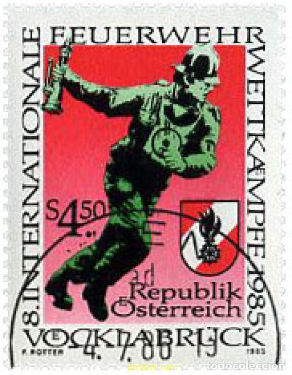 Sellos: 203501 USED AUSTRIA 1985 8 COMPETICION INTERNACIONAL DE BOMBEROS EN VOCKABRUCK