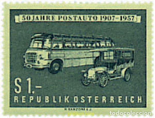 Sellos: 39260 MNH AUSTRIA 1957 50 ANIVERSARIO DEL VEHICULO POSTAL