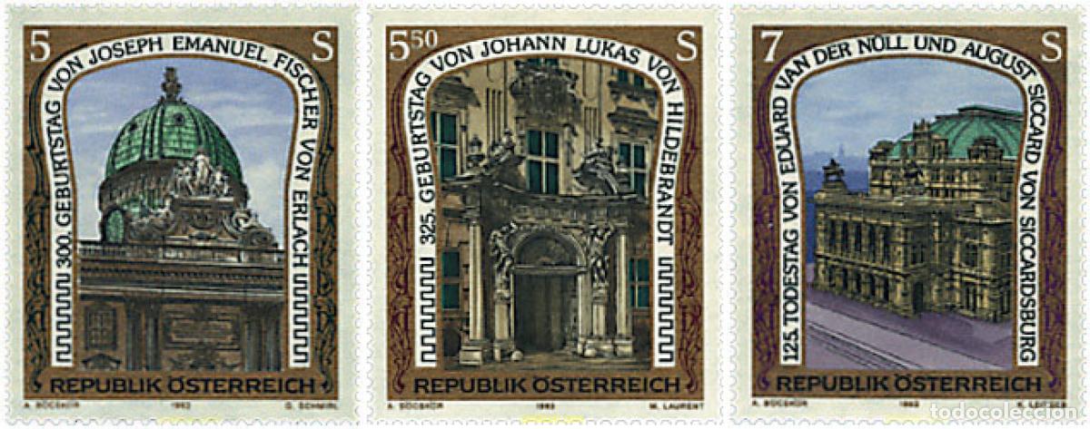 Sellos: 57318 MNH AUSTRIA 1993 ANIVERSARIOS DE ARQUITECTOS CELEBRES