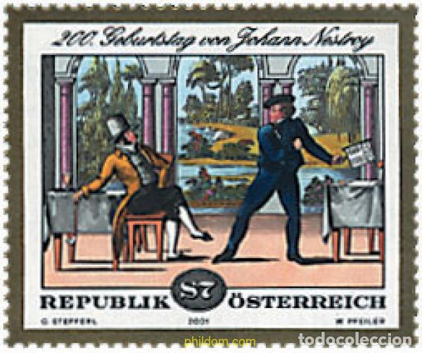 Sellos: 78403 MNH AUSTRIA 2001 200 ANIVERSARIO DEL NACIMIENTO DE JOHANN NEPOMUK NESTROY