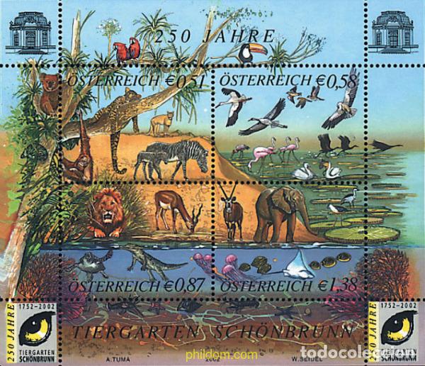 Sellos: 97982 MNH AUSTRIA 2002 250 ANIVERSARIO DEL ZOOLOGICO DE SCHONBRUNN