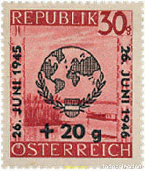 Sellos: 119241 MNH AUSTRIA 1946 ANIVERSARIO DE LA ONU