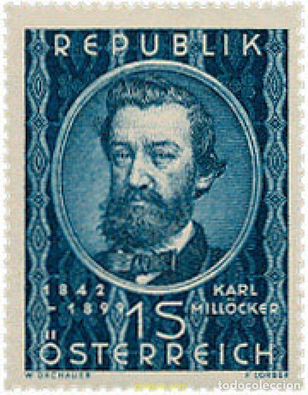 Sellos: 119494 MNH AUSTRIA 1949 50 ANIVERSARIO DE LA MUERTE DE KARL MILLOCKER