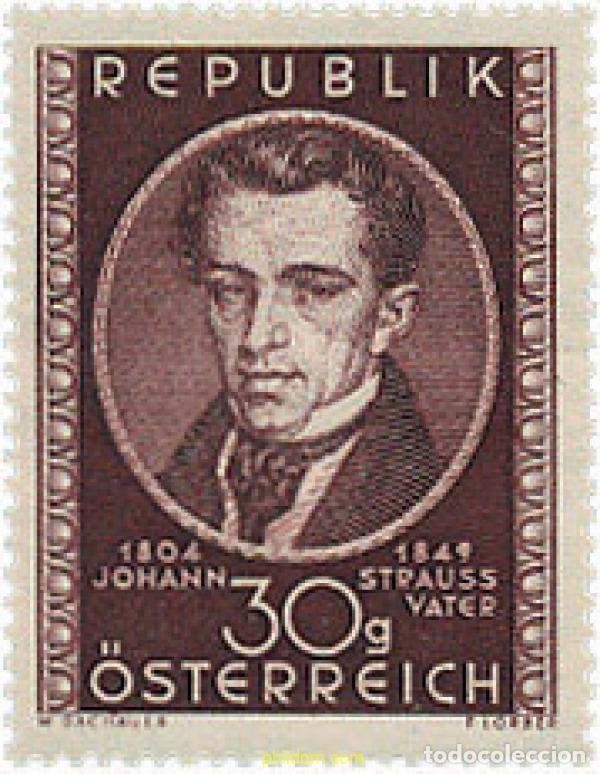 Sellos: 200630 HINGED AUSTRIA 1949 CENTENARIO DE LA MUERTE DE JOHANN STRAUSS PADRE