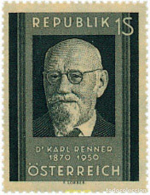 Sellos: 200633 HINGED AUSTRIA 1951 ANIVERSARIO DE LA MUERTE DEL PRESIDENTE DE LA REPUBLICA KARL RENNER