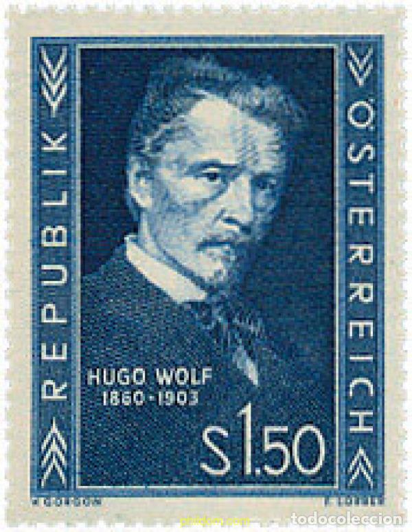 Sellos: 119541 MNH AUSTRIA 1953 50 ANIVERSARIO DE LA MUERTE DE HUGO WOLF