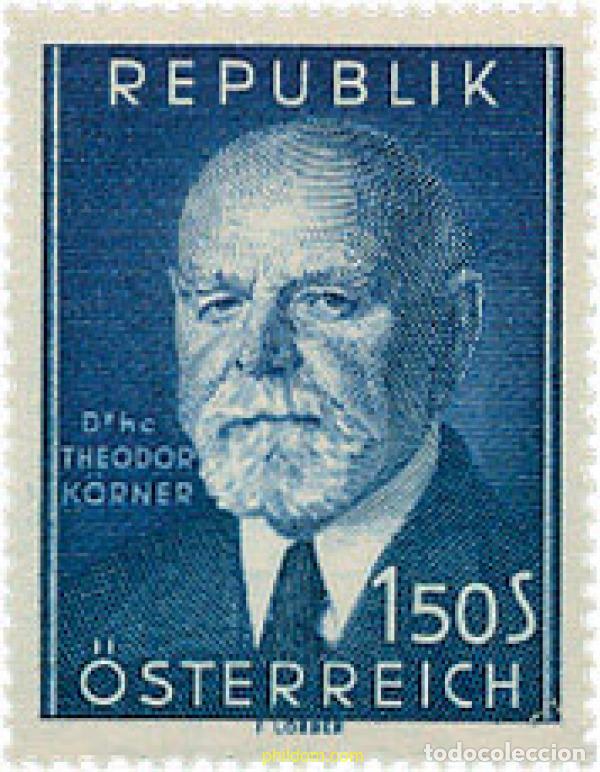 Sellos: 200636 HINGED AUSTRIA 1953 80 ANIVERSARIO DEL NACIMIENTO DEL PRESIDENTE THEODOR K&Ouml;RNER