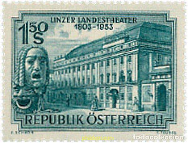 Selos: 640191 HINGED AUSTRIA 1953 150 ANIVERSARIO DEL TEATRO MUNICIPAL DE LINZ