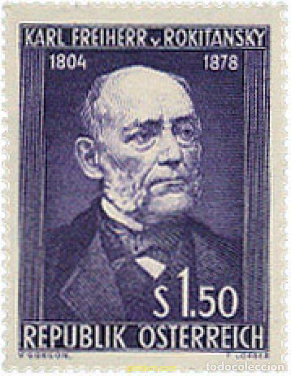 Briefmarken: 119564 MNH AUSTRIA 1954 150 ANIVERSARIO DEL NACIMIENTO DEL BARON KARL VON ROKITANSKY
