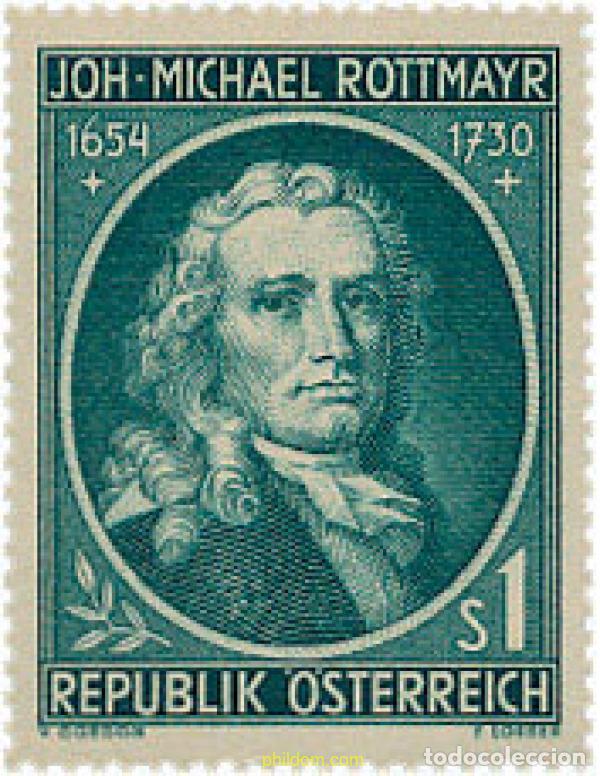 Sellos: 119580 MNH AUSTRIA 1954 300 ANIVERSARIO DEL NACIMIENTO DE JOHANN-MICHAEL ROTTMAYR