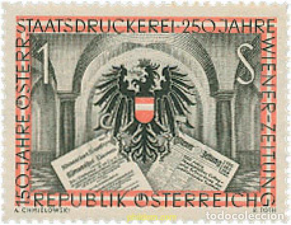 Timbres: 137015 MNH AUSTRIA 1954 250 ANIVERSARIO DE LA IMPRENTA DEL ESTADO Y 250 DEL DIARIO VIENES WIENER ZE