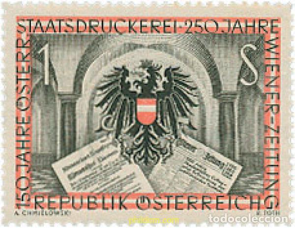 Timbres: 200640 HINGED AUSTRIA 1954 250 ANIVERSARIO DE LA IMPRENTA DEL ESTADO Y 250 DEL DIARIO VIENES WIENER