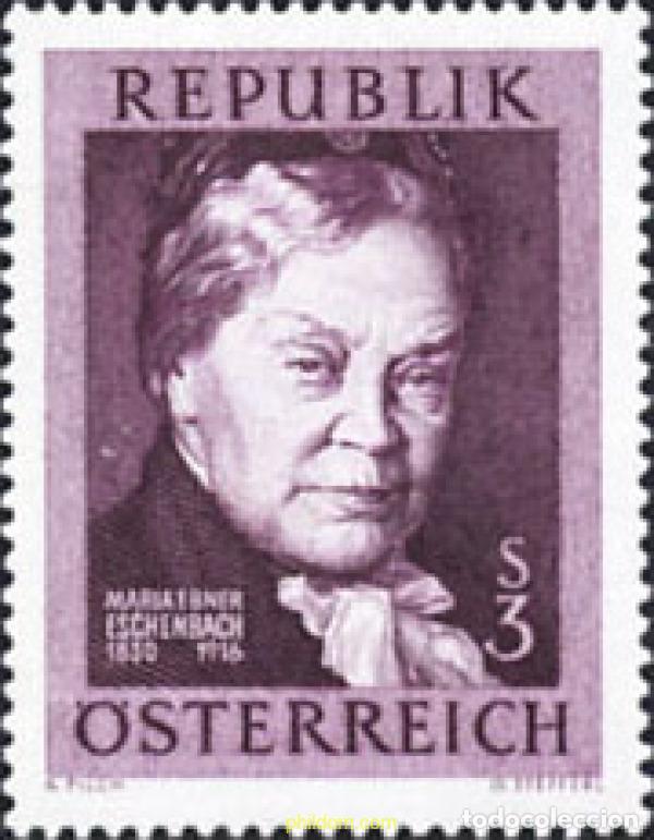 Sellos: 119760 MNH AUSTRIA 1966 50 ANIVERSARIO DE LA MUERTE DE MARIA EBNER ESCHENBACH
