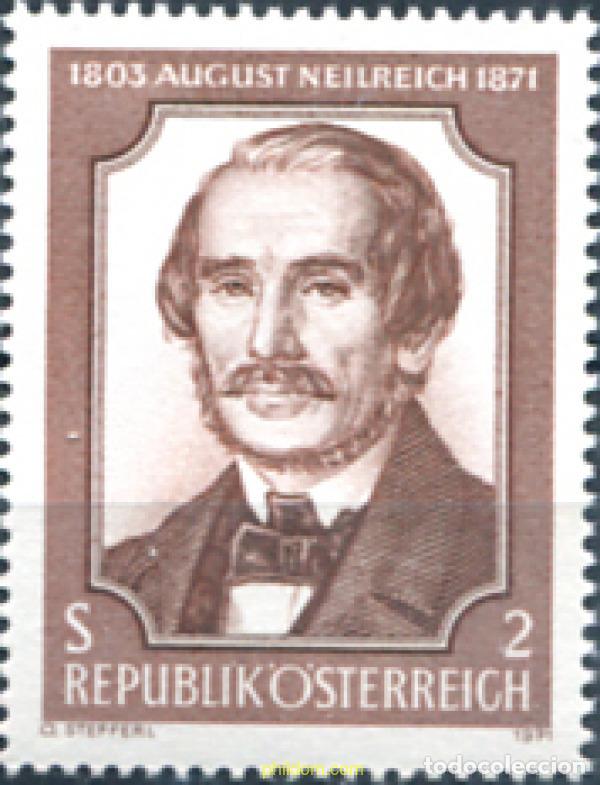 Sellos: 119903 MNH AUSTRIA 1971 CENTENARIO DE LA MUERTE DE AUGUST NEILREICH