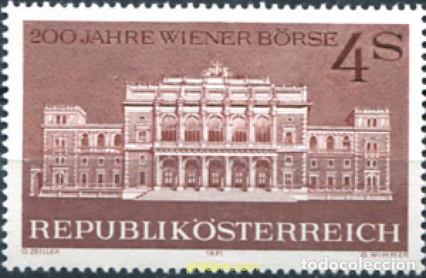 Sellos: 119907 MNH AUSTRIA 1971 200 ANIVERSARIO DE LA BOLSA DE VIENA