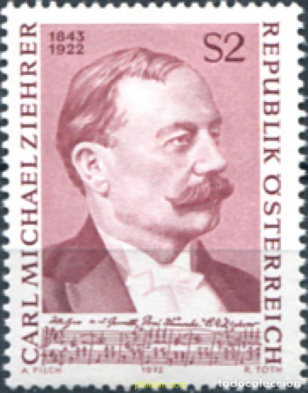 Sellos: 119933 MNH AUSTRIA 1972 50 ANIVERSARIO DE LA MUERTE DE CARL MICHAEL ZIEHRER