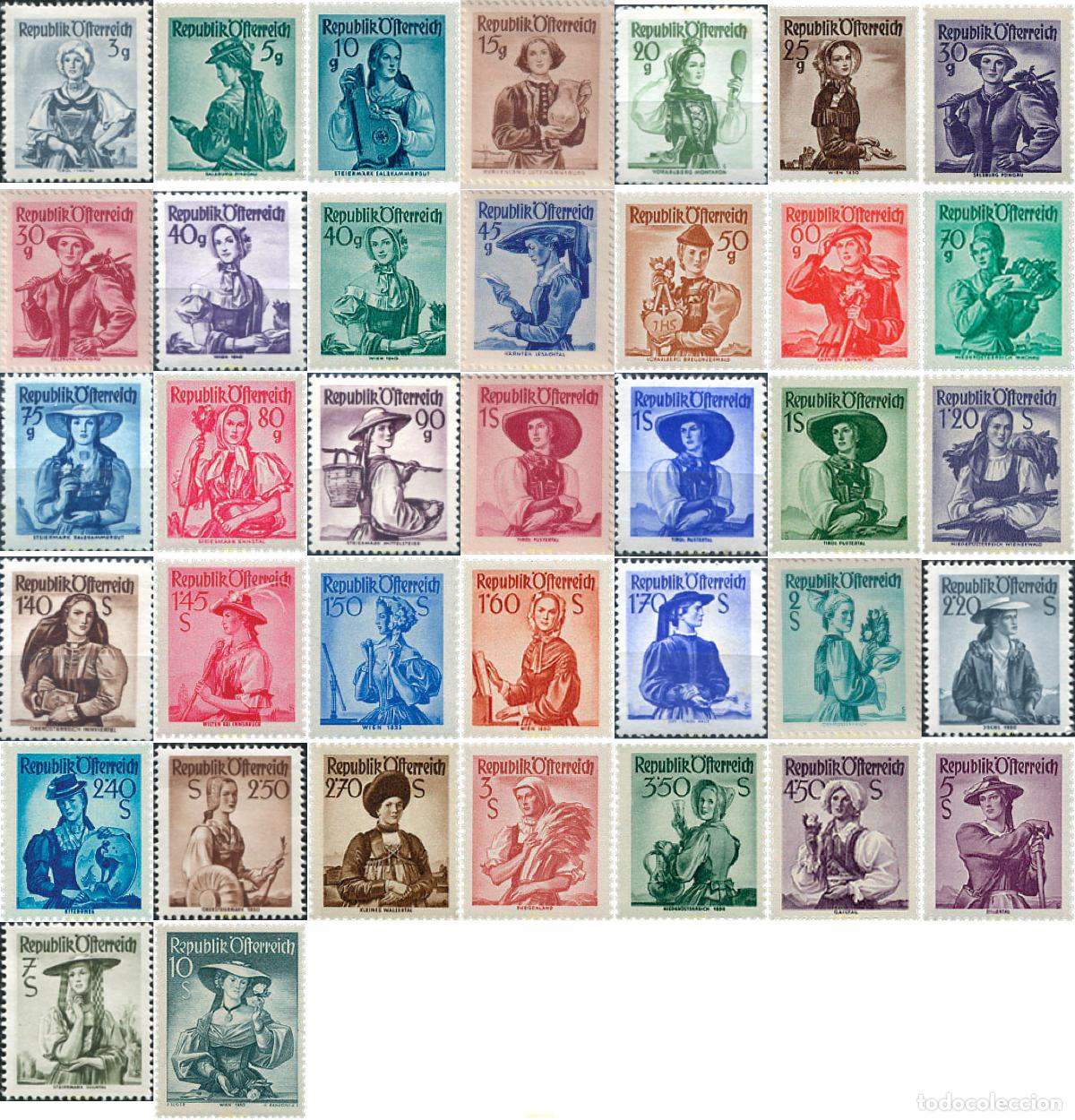 Sellos: 664867 HINGED AUSTRIA 1948 TRAJES TIPICOS REGIONALES