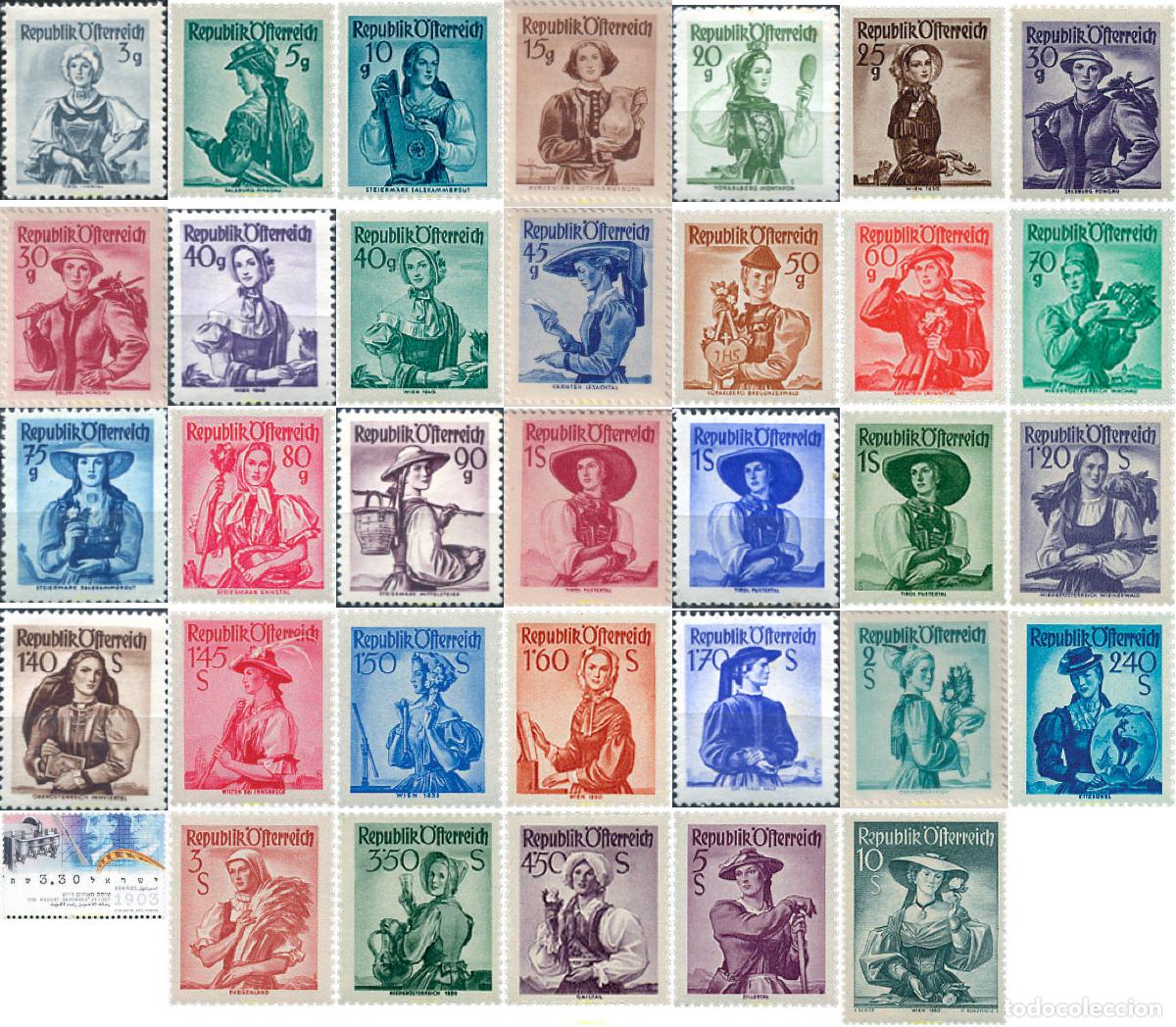 Sellos: 664868 HINGED AUSTRIA 1948 TRAJES TIPICOS REGIONALES
