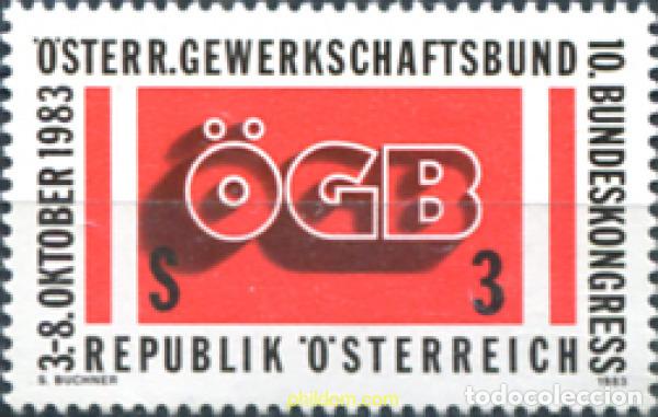 Sellos: 120503 MNH AUSTRIA 1983 10 CONGRESO FEDERAL DE LA CONFEDERACION SINDICAL AUSTRIACA
