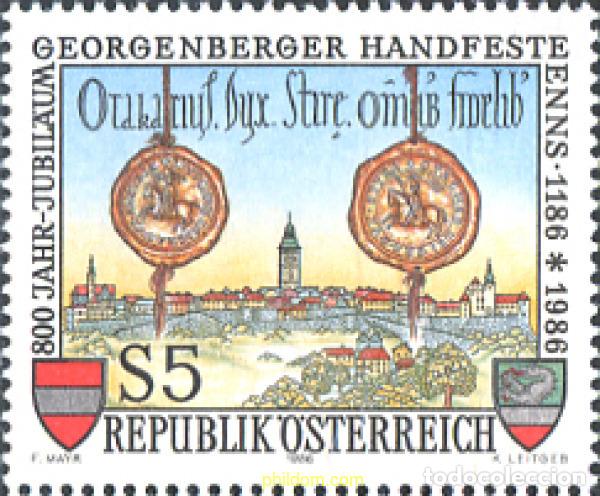 Sellos: 120884 MNH AUSTRIA 1986 800 ANIVERSARIO DEL PACTO SUCESORIO GEORGENBERGER HANDFESTE