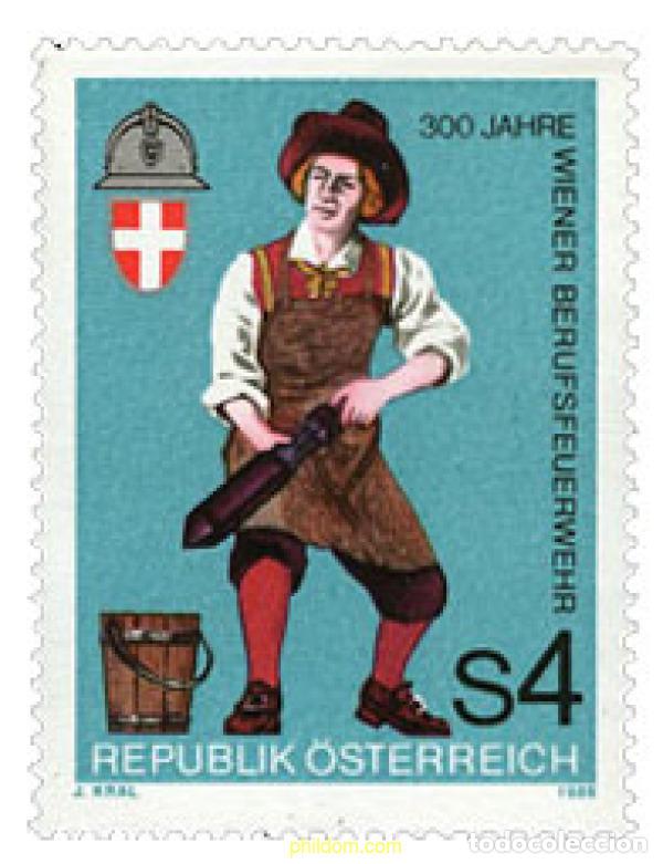 Stamps: 120889 MNH AUSTRIA 1986 300 ANIVERSARIO DEL CUERPO BOMBEROS DE VIENA
