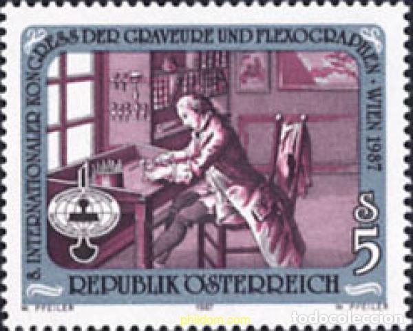 Stamps: 120945 MNH AUSTRIA 1987 8 CONGRESO INTERNACIONAL DE GRABADORES Y IMPRESORES EN FLEXOGRAFIA
