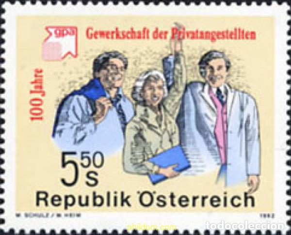 Briefmarken: 121116 MNH AUSTRIA 1992 CENTENARIO DE LA ORGANIZACION SINDICAL DE EMPLEADOS DEL COMERCIO