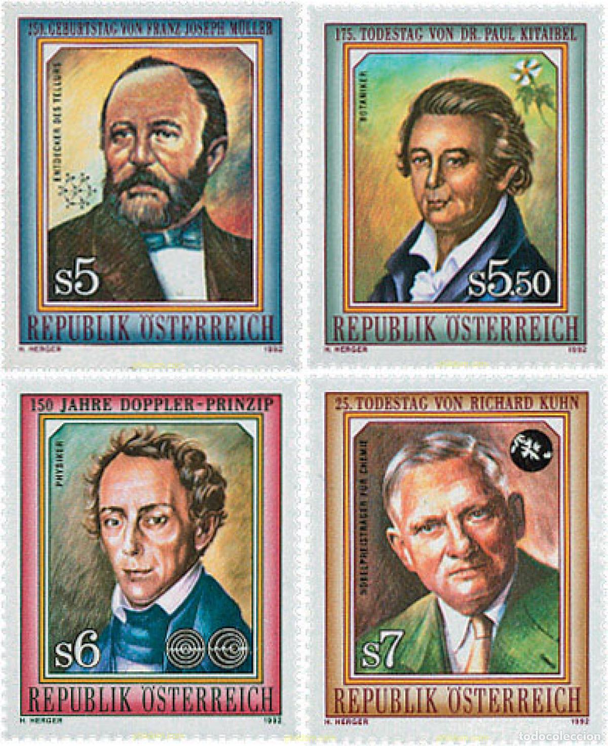 Timbres: 121121 MNH AUSTRIA 1992 ANIVERSARIOS DE CIENTIFICOS