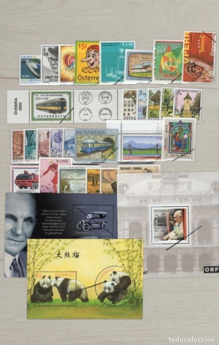Sellos: Austria 2003 Modern Euro Currency Stamps & Souvenir Sheets Lot 26v - Ford T Pandas Railway Comics