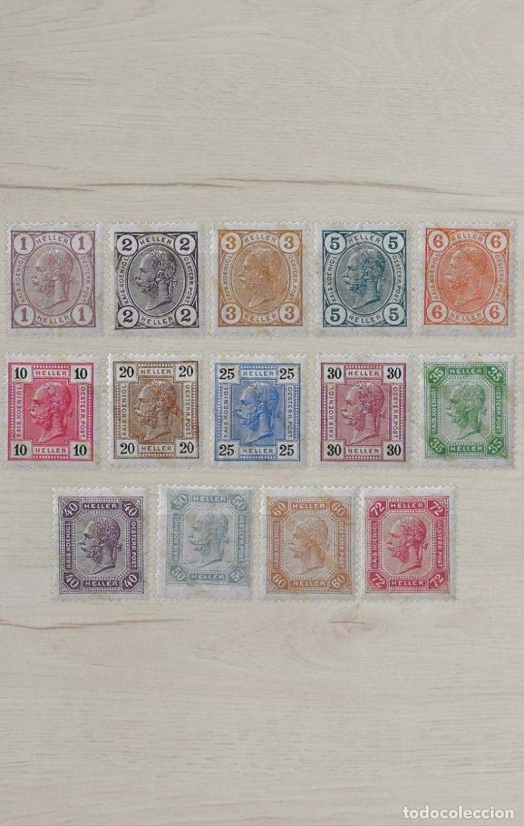Sellos: Austria 1908 Emperor Franz Joseph I 60th Reign Jubilee Heller Currency Set 14v Mint