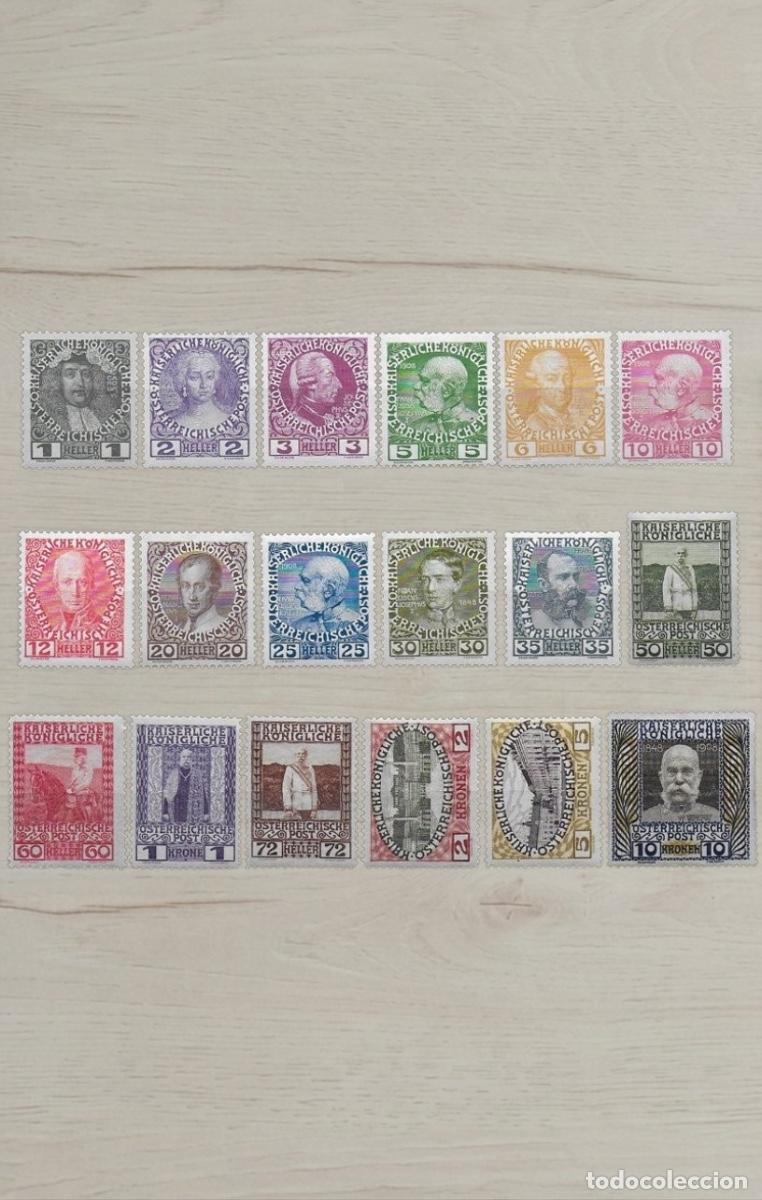Sellos: Austria 1908 Emperor Franz Joseph I 60th Reign Jubilee COMPLETE Definitive Set 18v Mint - Includes R