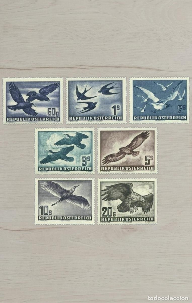Sellos: Austria 1950 Birds Vogelserie Complete Definitive Stamp Series 7v To 20S MNH Rare