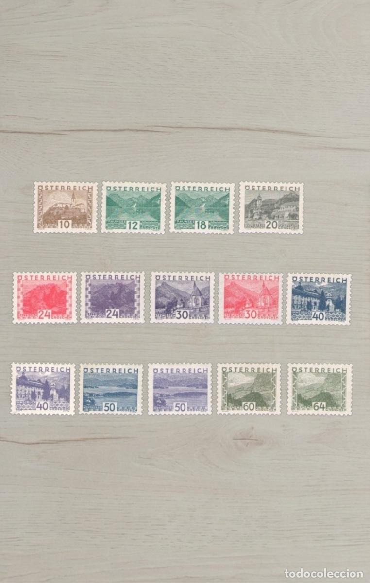 Sellos: Lote 14 Sellos Austria - Serie Definitiva Paisajes y Vistas hasta 64 Groschen - Nuevos