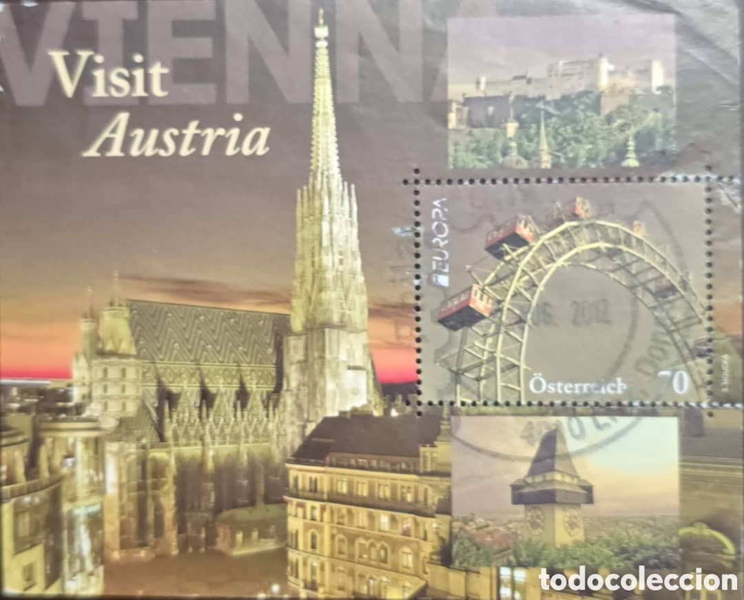 Sellos: CA) Austria. 1991. Tourism and heritage. Promotional &rdquo;Visit Austria&rdquo; card with stamps showing emblem