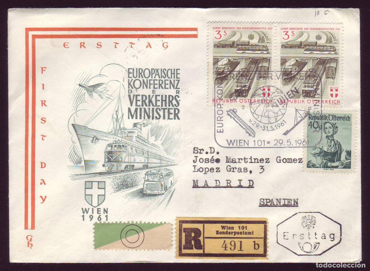 Sellos: Austria 1961 | FDC R-Brief European Traffic Conference Wien | Yv 926 / Mi 1086