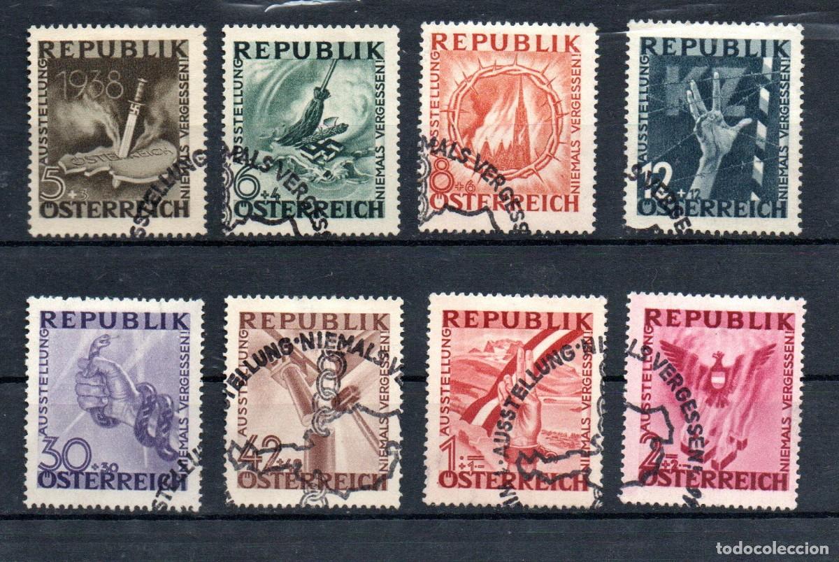 Sellos: AUSTRIA. 1946. YT 638/645. exposici&oacute;n antifascista