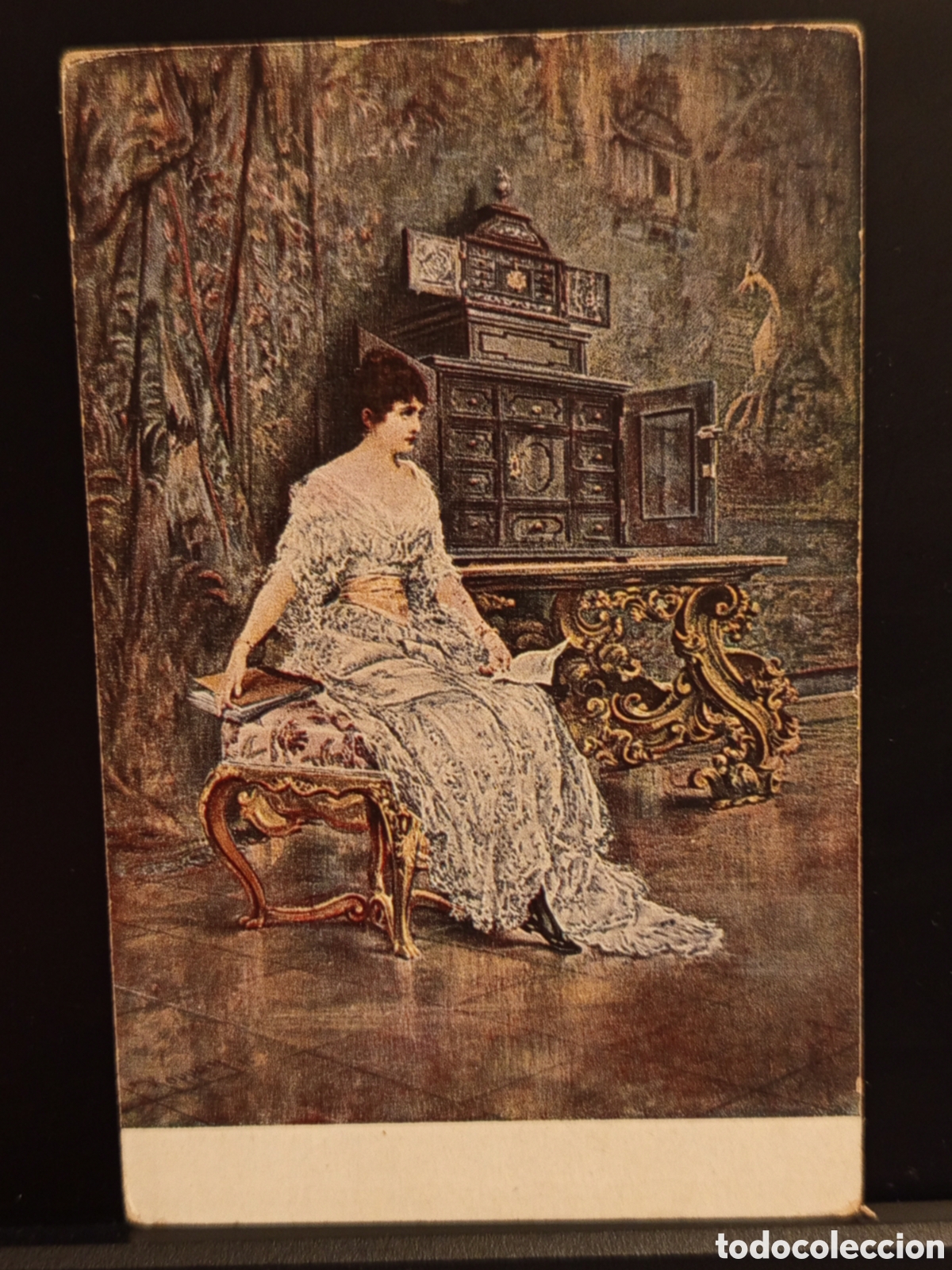 Sellos: Postal Antigua Austria 1910 Pintura &rdquo;Pens&eacute;e au Lointain&rdquo; H. Koch - Usada