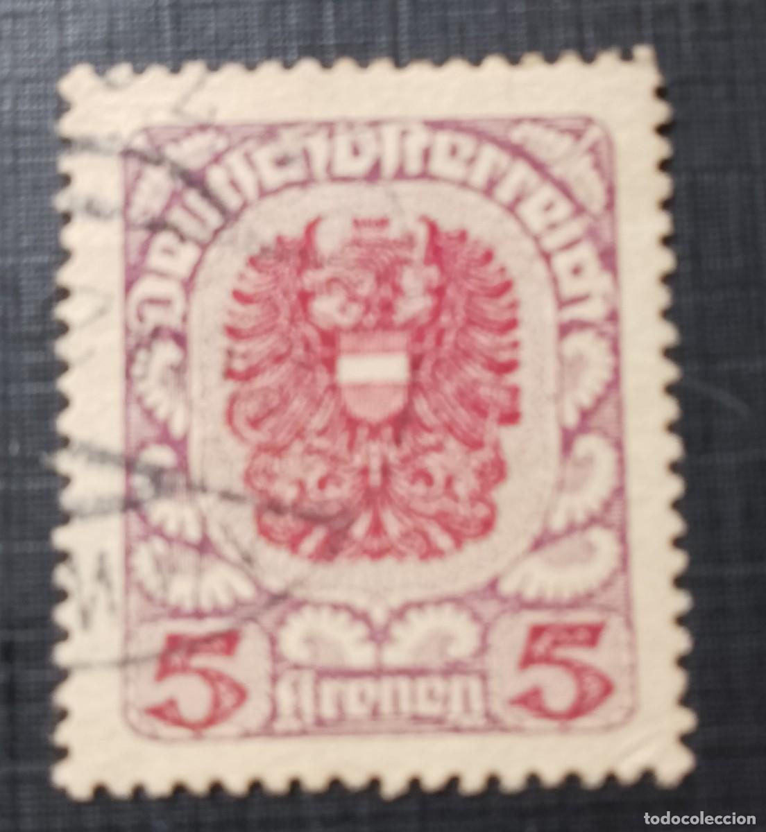 Sellos: V/F 5 KRONEN - ESCUDO DE AUSTRIA