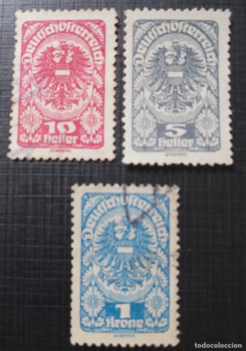 Sellos: LOTE 3 SELLOS, DISTINTOS VALORES A&Ntilde;O 1919.1920 - ESCUDO DE ARMAS, NACIONAL.